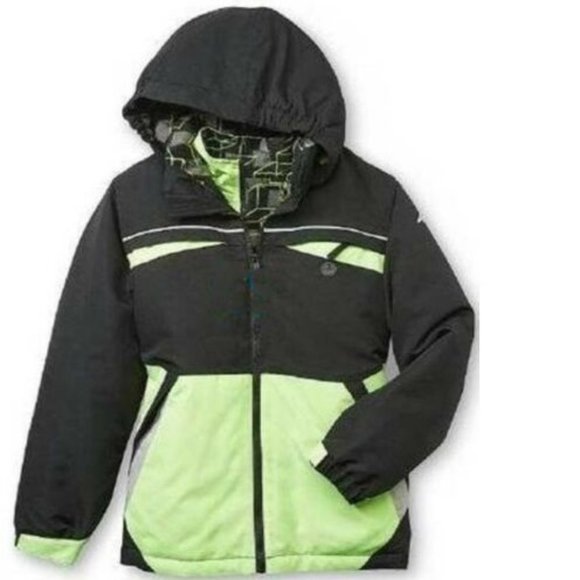 Boys All Weather Jacket 4/5 Black Green 4 in 1 Winter Spring Fall Athletech - Picture 1 of 15